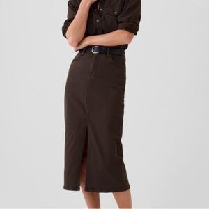 Brown denim gap midi skirt